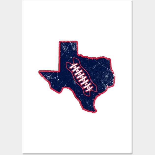 Texas Football, Retro - White/Navy/Red Wall Art by KFig21